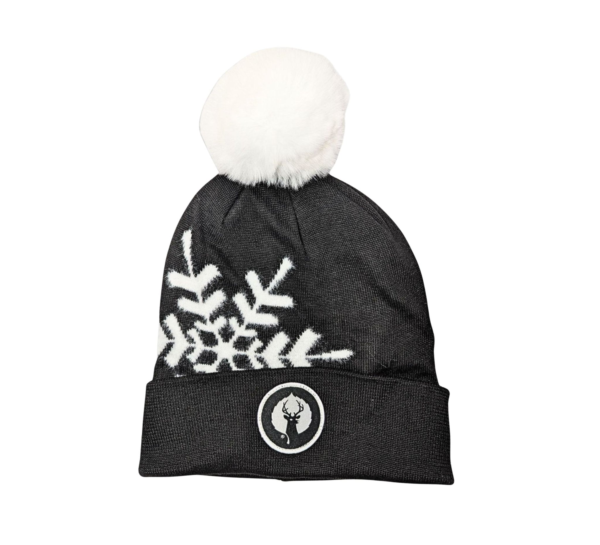 Offset Snowflake Pom Beanie
