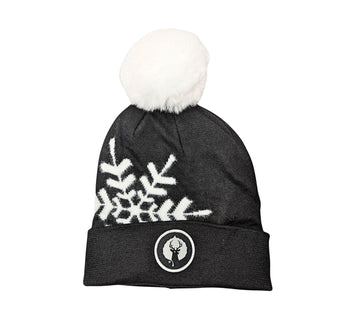 Offset Snowflake Pom Beanie