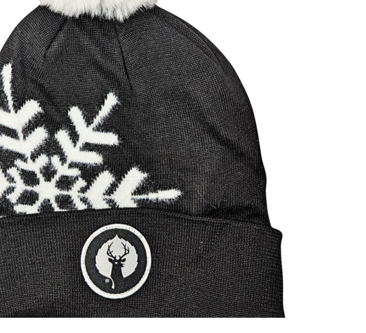 Offset Snowflake Pom Beanie