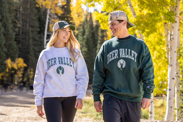 Shop Deer Valley Champion Reverse Weave logo sweatshirts here!