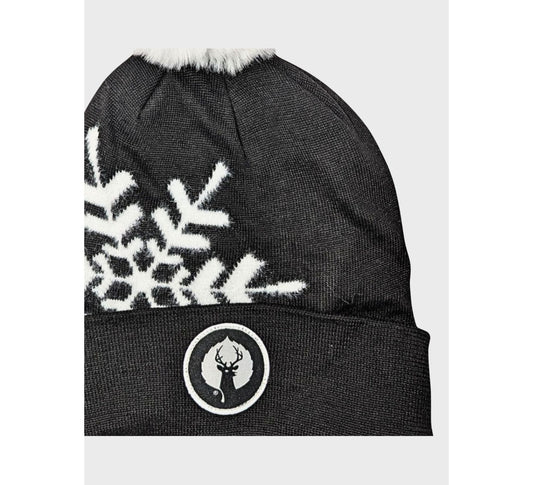 Offset Snowflake Pom Beanie