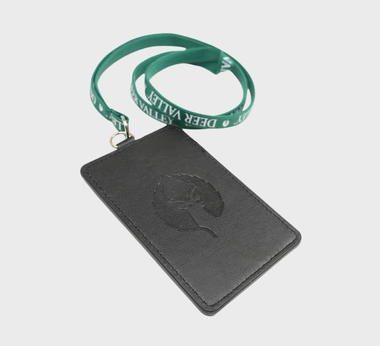 Leather Ski Pass Holder with Lanyard