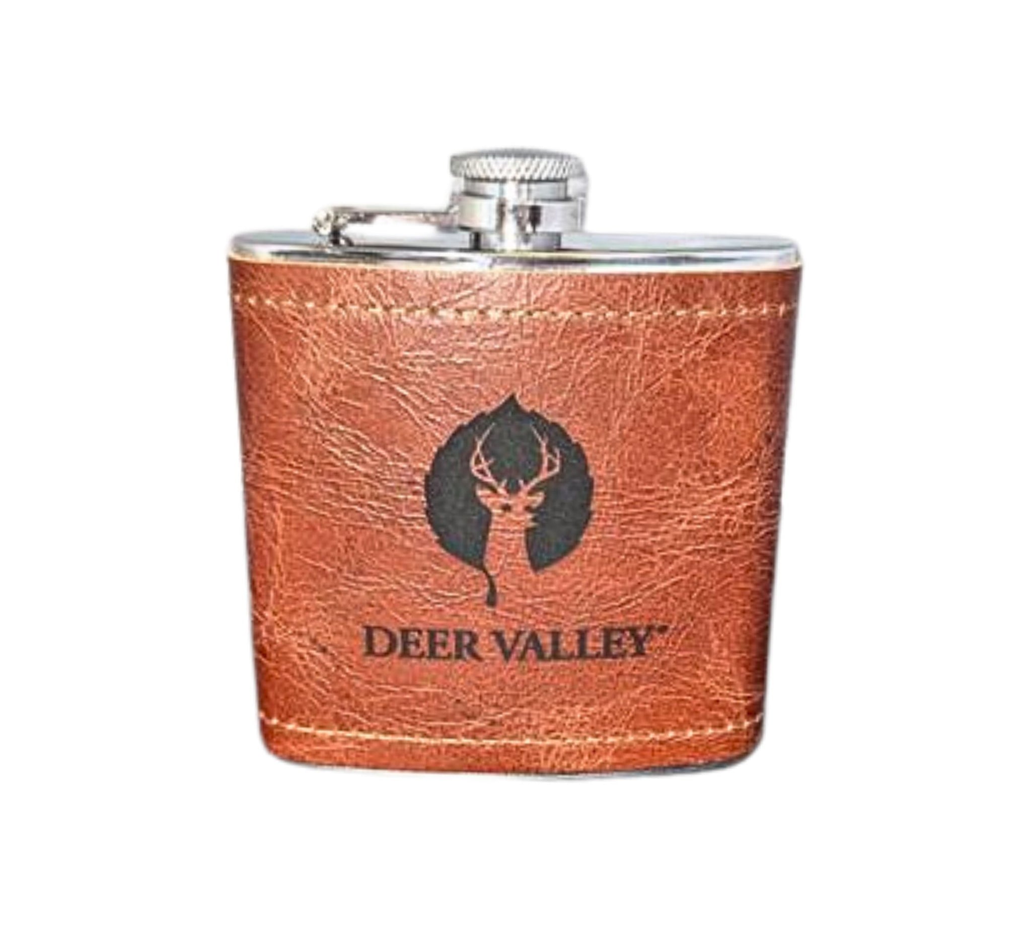 Straight Port Leather Flask