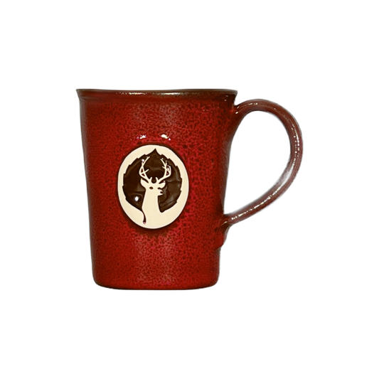 locally crafted handmade mugs with deer valley logo red