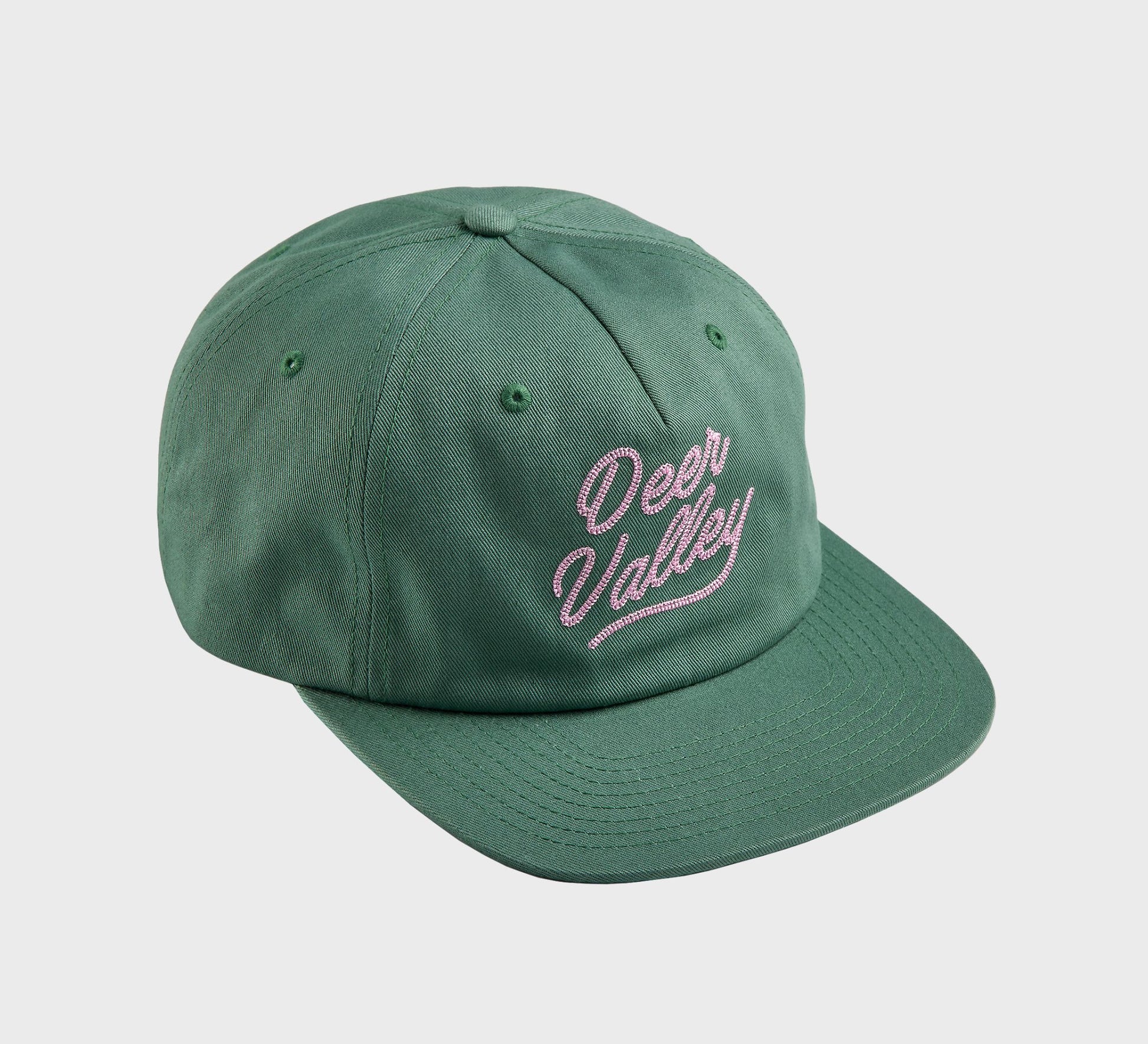 Deer Valley Washed Green Leather Strap Cap